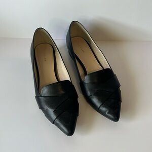 Cole Haan 7.5 M Black Loafers. Braided look with pointed toe. 1” heel.